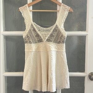 Free People Cream Lace Top